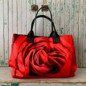 Abbi Large Rose Tote Bag with Center Zippered pocket
